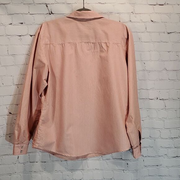 Chico's orange and white striped button front shirt - Picture 5 of 6